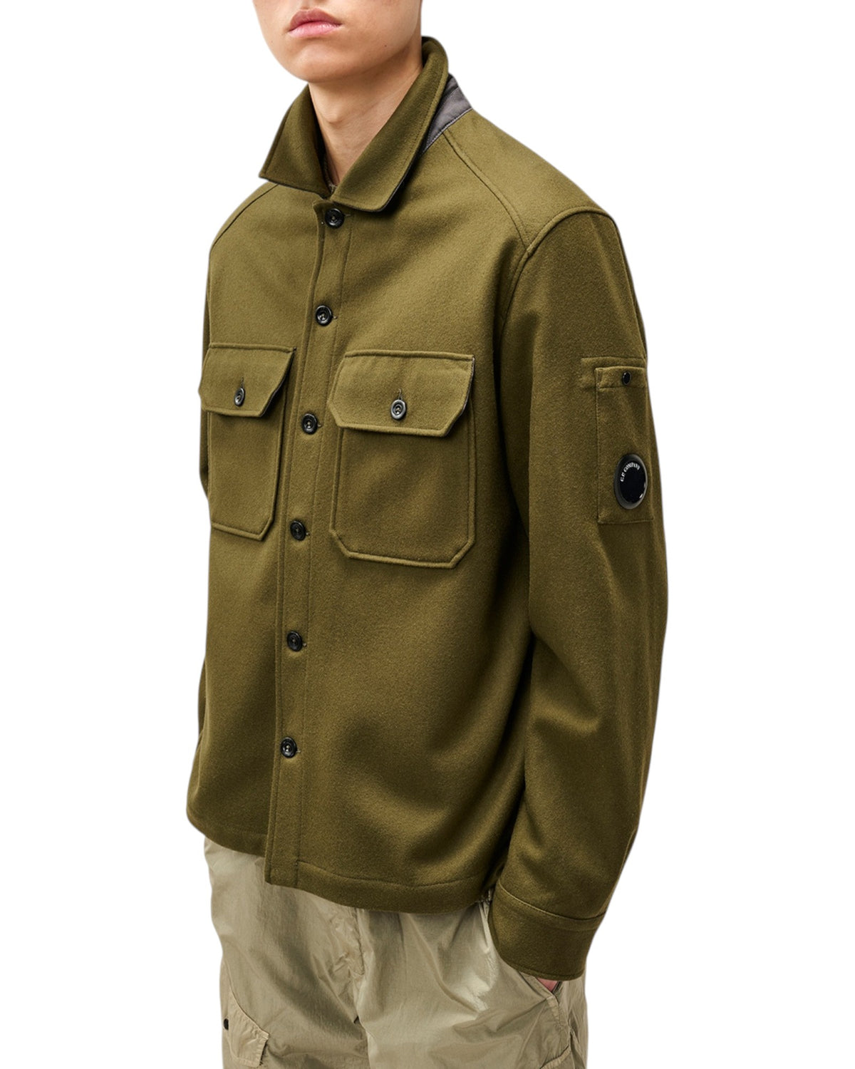 C.P. Company Felted Wool Lens Herren-Overshirt olive Bild 2
