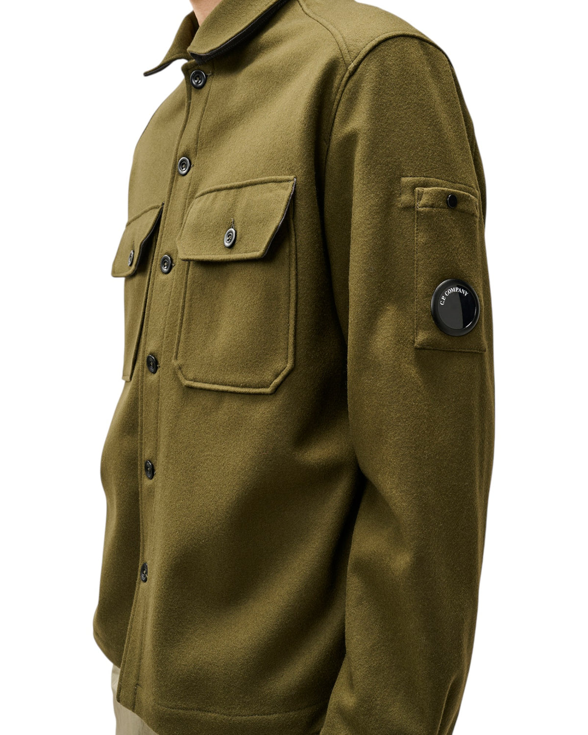 C.P. Company Felted Wool Lens Herren-Overshirt olive Bild 5
