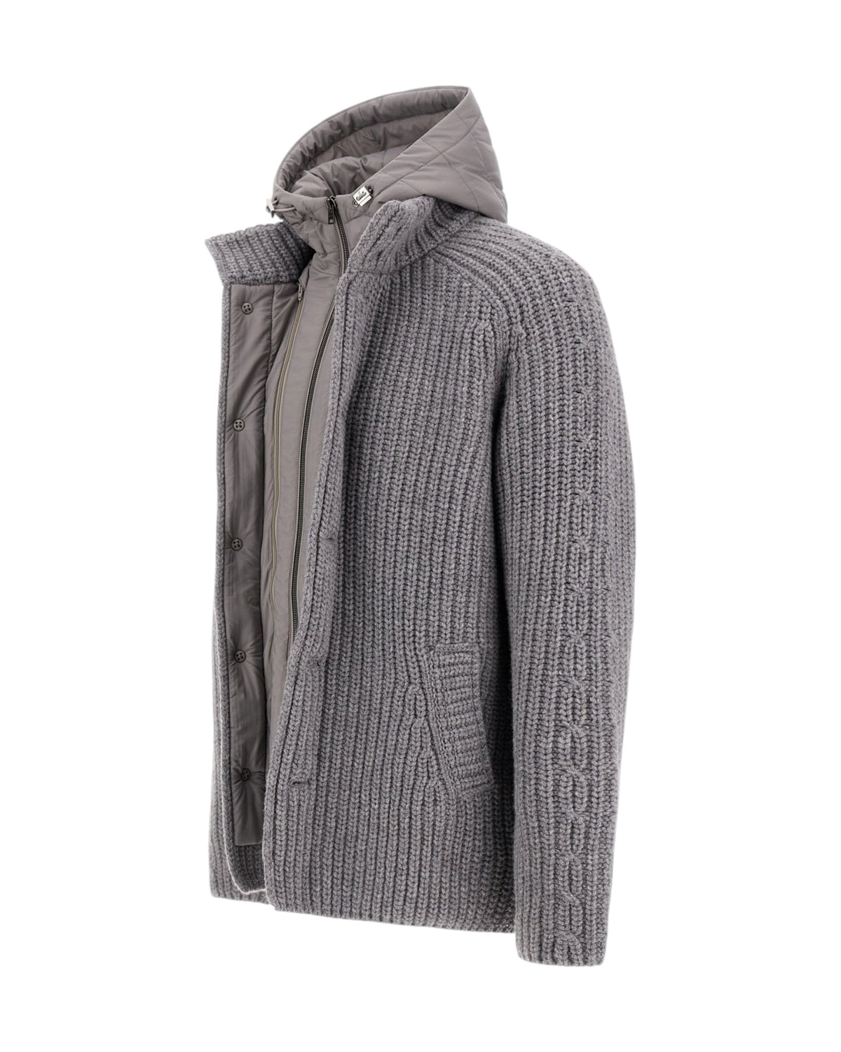 Herno Merino Zopfstrick Herren-Strickjacke mit Kapuze - Herno - MEINFREUDENHAUS