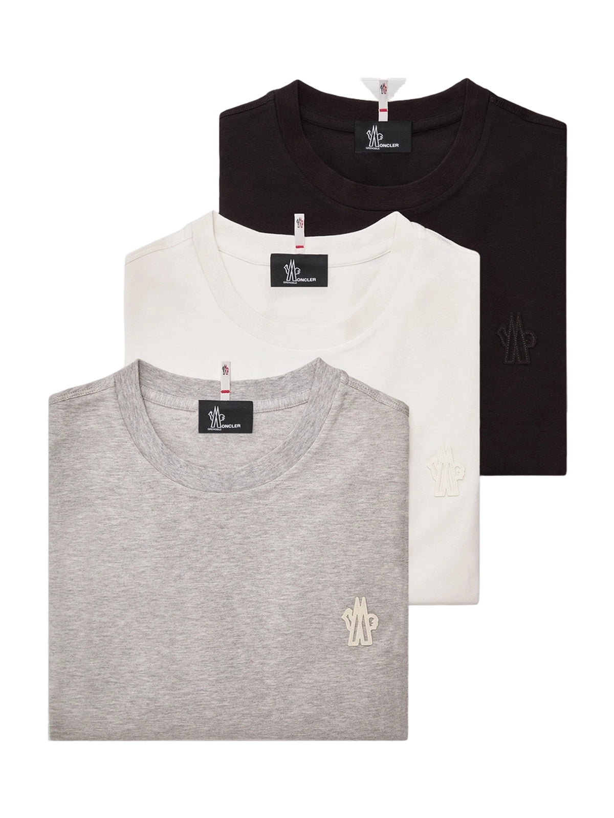 Moncler Grenoble Logo Patch Cotton Blend T-Shirt 3er-Pack T-Shirts Herren schwarz/weiss/grau schwarz/weiß/grau Bild 1