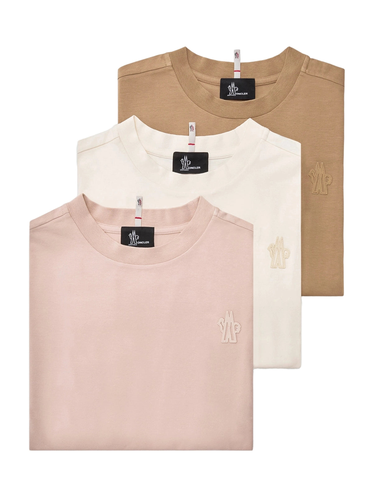 Moncler Grenoble Logo Patch Cotton Blend T-Shirt 3er-Pack T-Shirts Damen rosa/weiss/braun (*) Bild 2