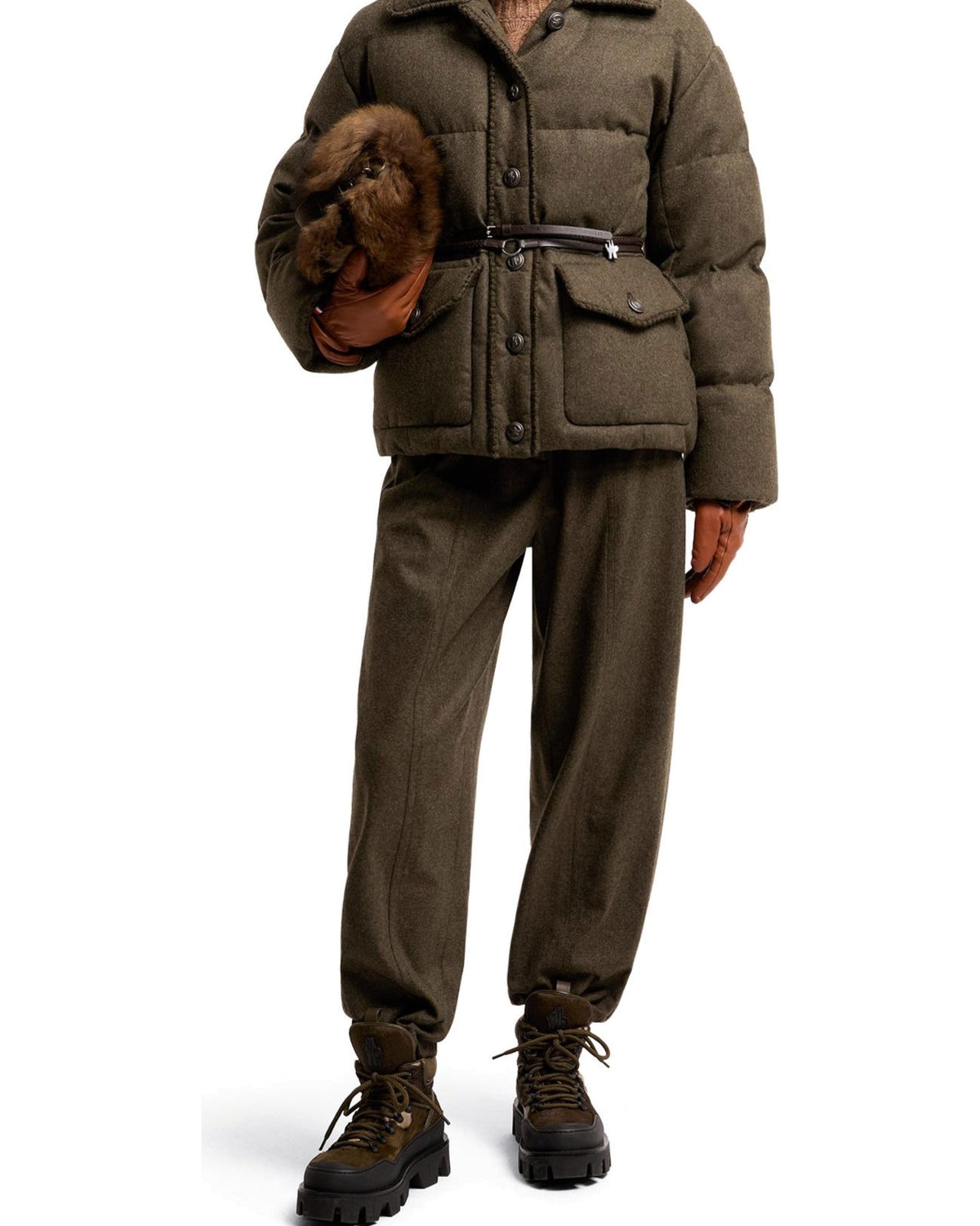 Moncler MONTEAIN Damen-Loden-Daunenjacke dunkelgrün Bild 2