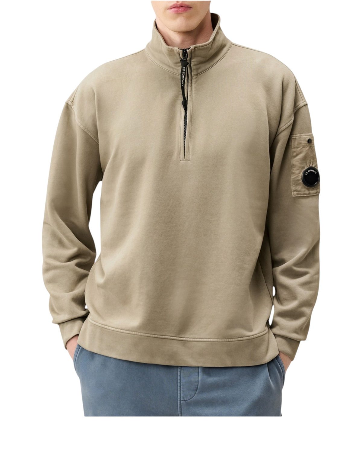 C.P. Company Diagonal Fleece Boxy Lens Herren-Half-Zip-Sweatshirt grau Bild 2