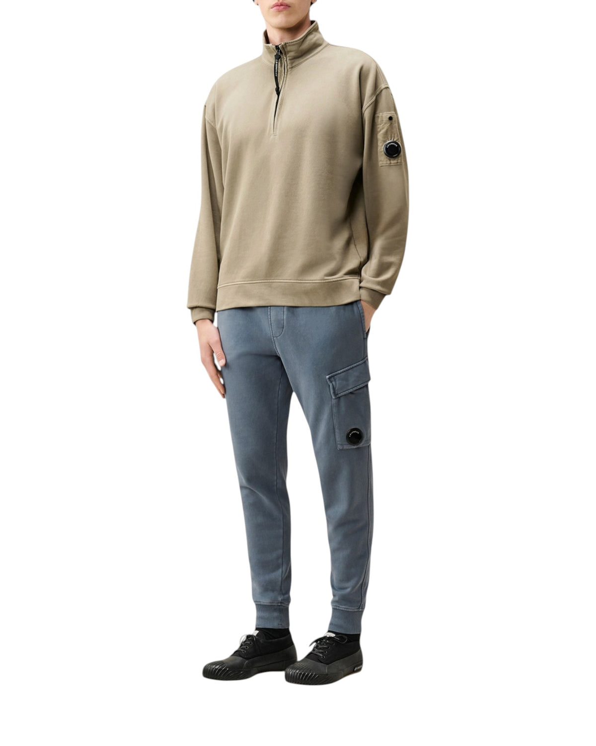 C.P. Company Diagonal Fleece Boxy Lens Herren-Half-Zip-Sweatshirt grau Bild 6