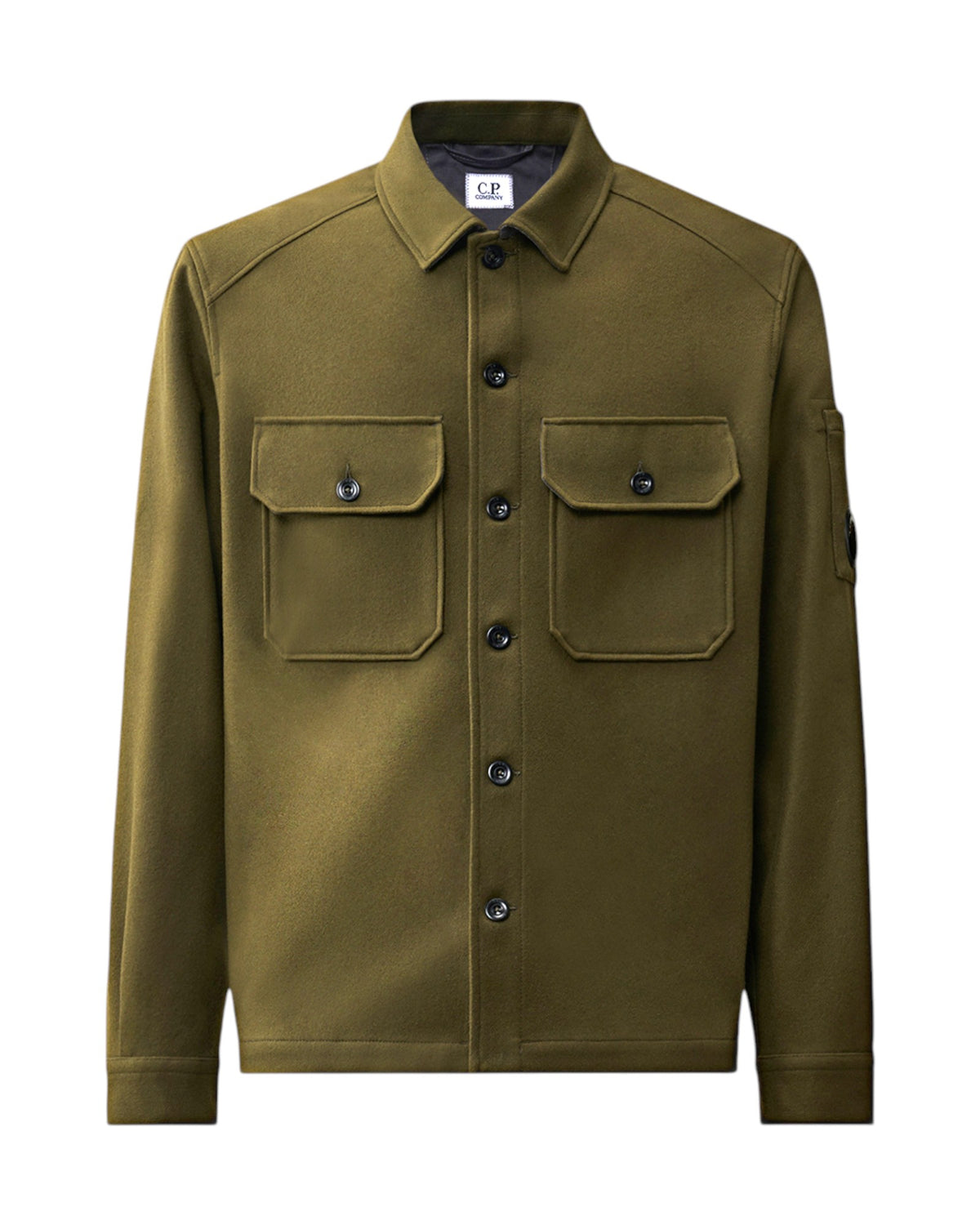 C.P. Company Felted Wool Lens Herren-Overshirt olive Bild 1