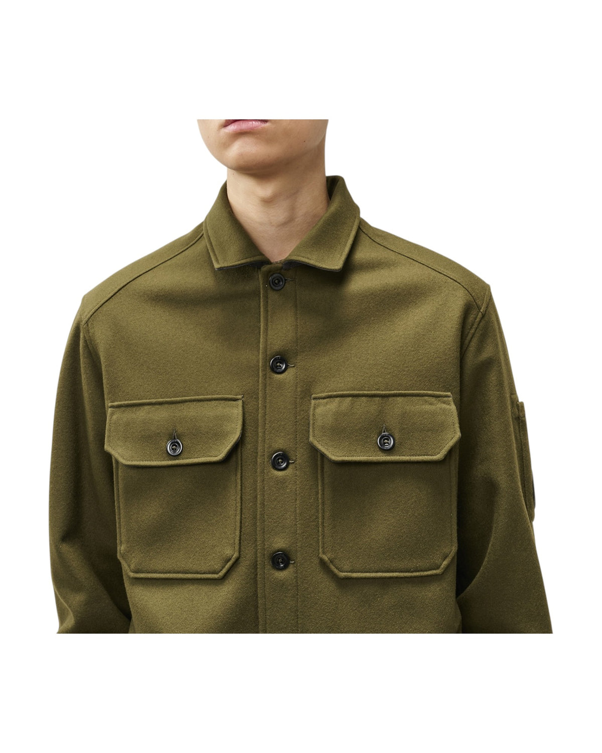 C.P. Company Felted Wool Lens Herren-Overshirt olive Bild 4
