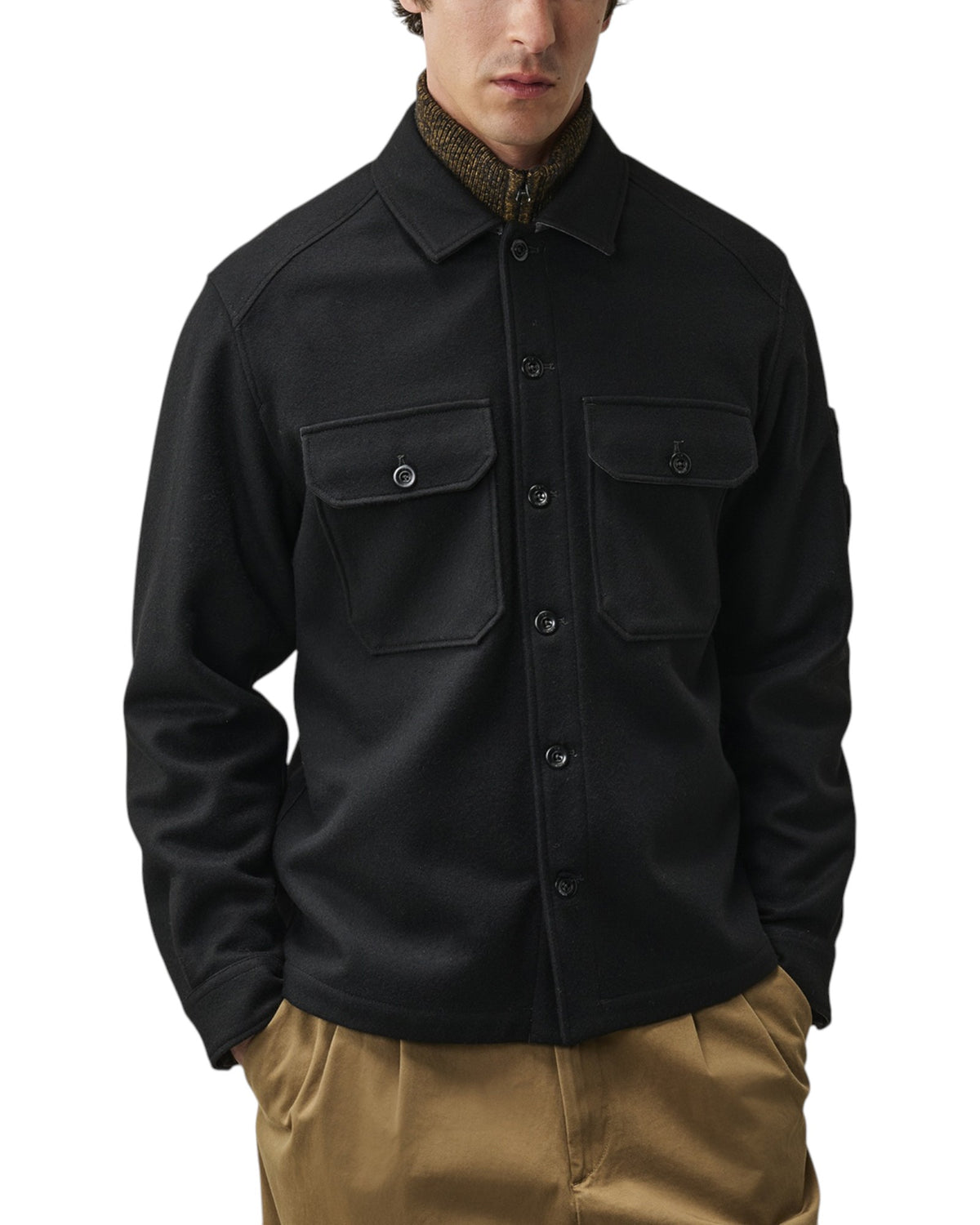C.P. Company Felted Wool Lens Herren-Overshirt olive Bild 7