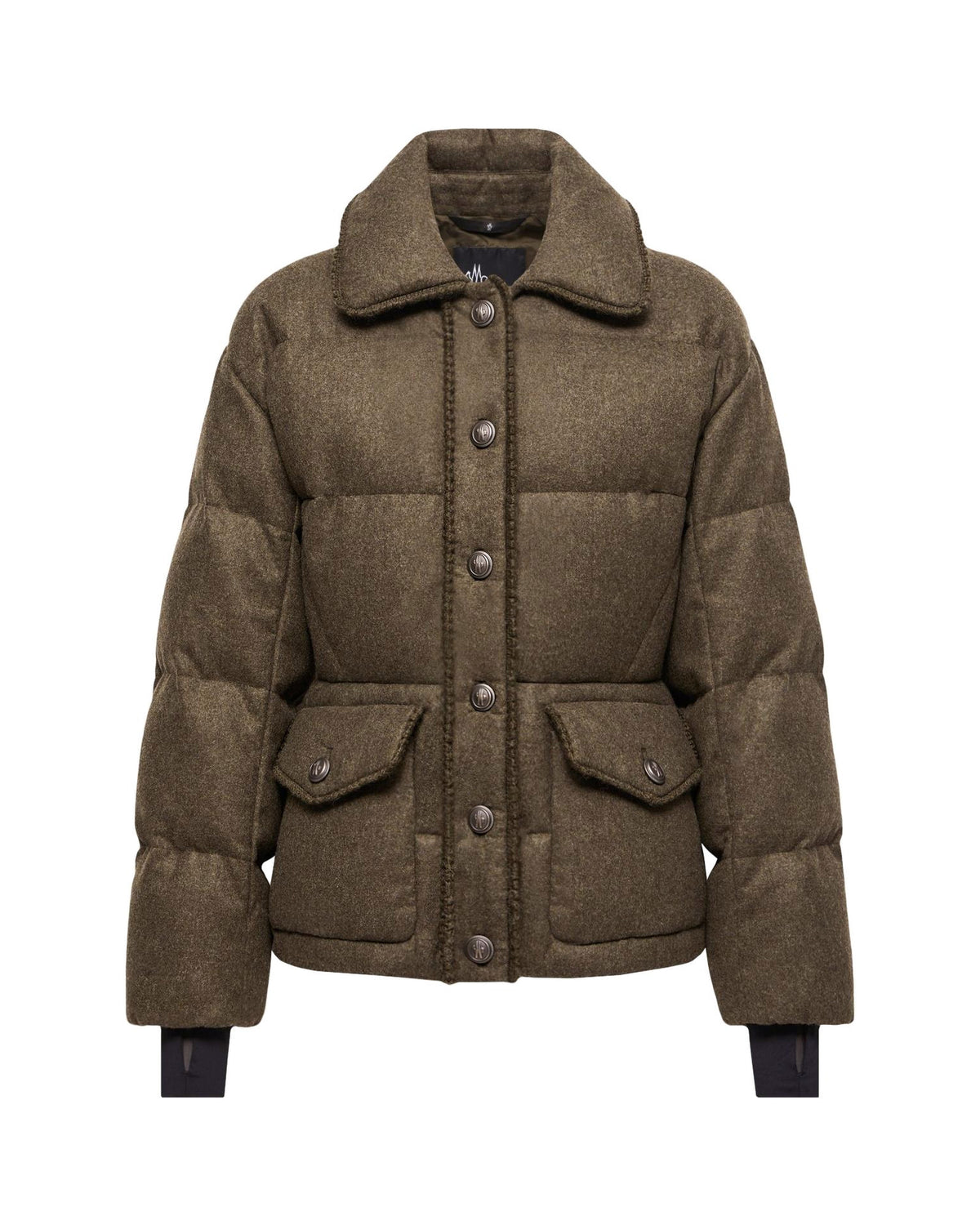Moncler MONTEAIN Damen-Loden-Daunenjacke dunkelgrün Bild 1
